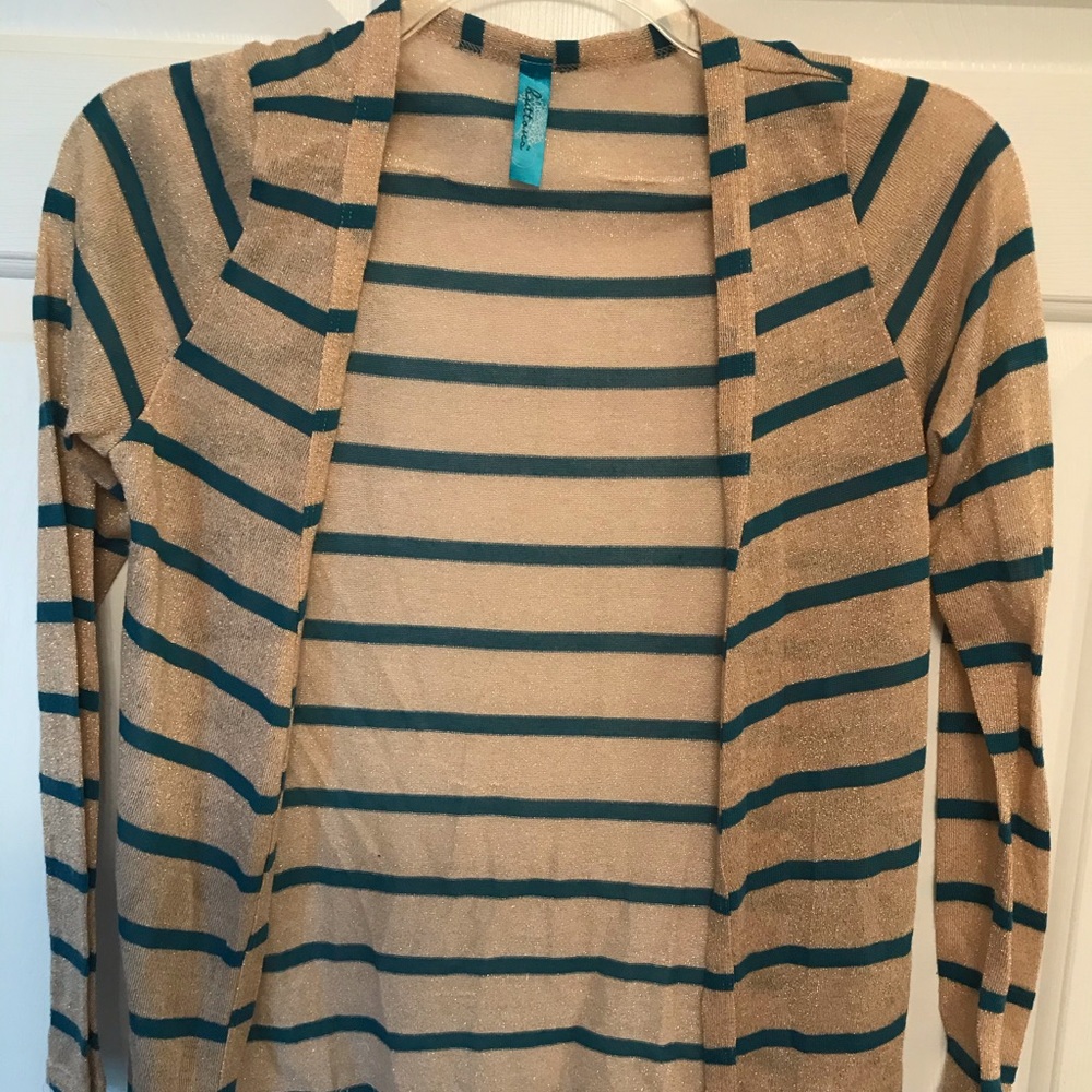 Buttons Glittery Gold striped cardigan Sz M
